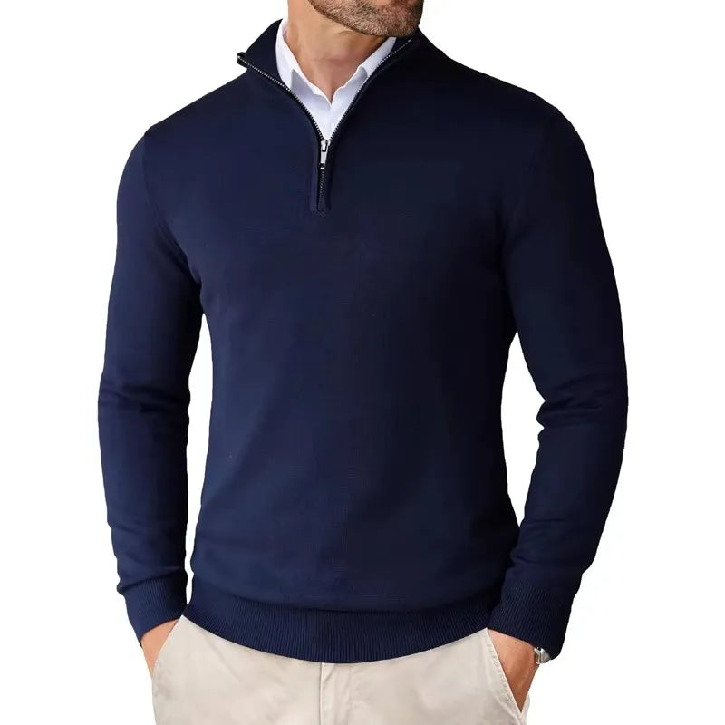 Men's Quarter Zip Up Sweaters Slim Fit Lightweight Outdoor