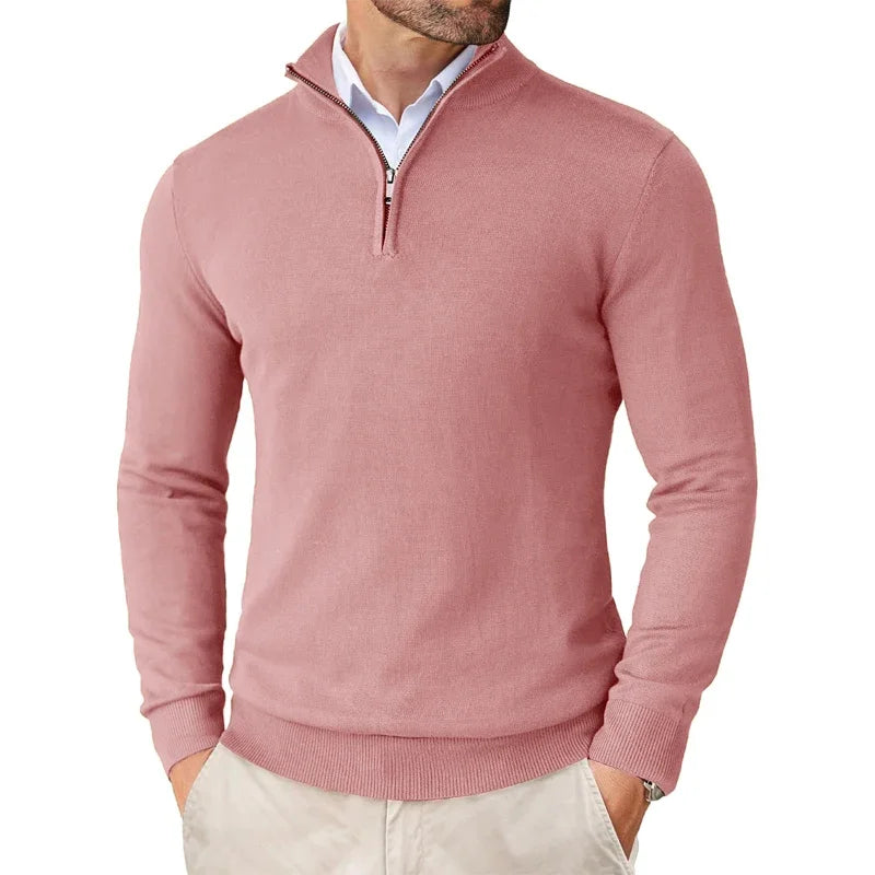 Men's Quarter Zip Up Sweaters Slim Fit Lightweight Outdoor